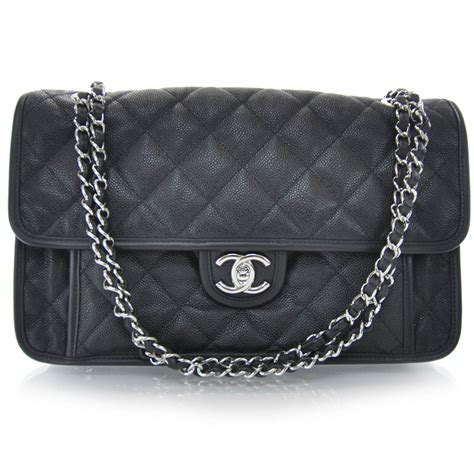 CHANEL Caviar French Riviera Flap Black 